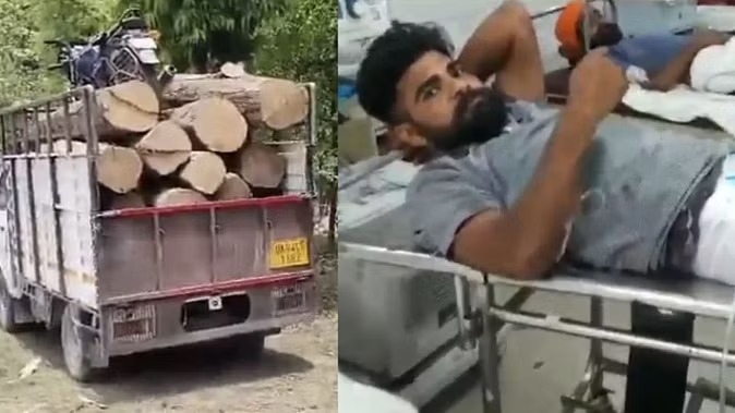 तस्करों और वन विभाग की टीम में मुठभेड़, एक तस्कर को लगी गोली, लकड़ी, गाड़ी और तमंचा बरामद