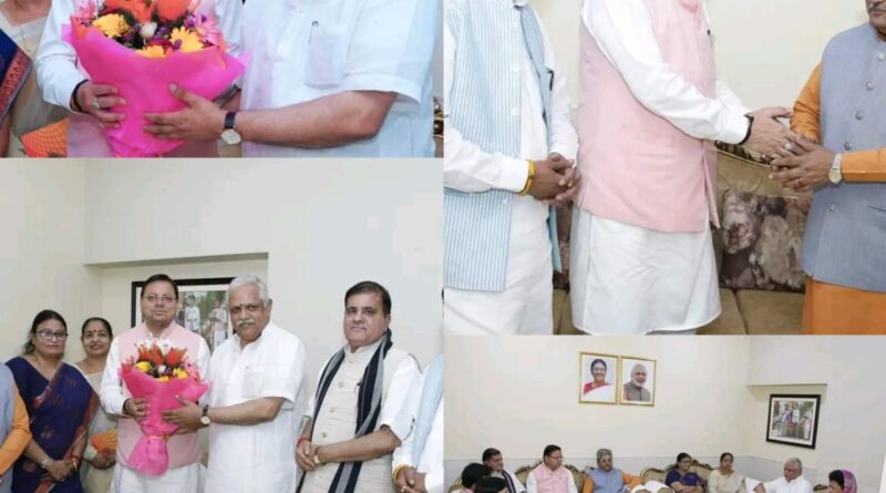 मुख्यमंत्री धामी ने केंद्रीय परिवहन मंत्री अजय टम्टा के शासकीय आवास पर लोकसभा एवं राज्यसभा सांसदगणों के साथ विकास से जुड़े विभिन्न विषयों पर की चर्चा