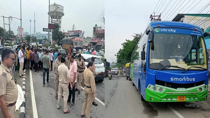 अजबपुर फ्लाईओवर पर दर्दनाक हादसा, स्कूटी सवार दो महिला पुलिसकर्मियों को बस ने कुचला, एक की मौत
