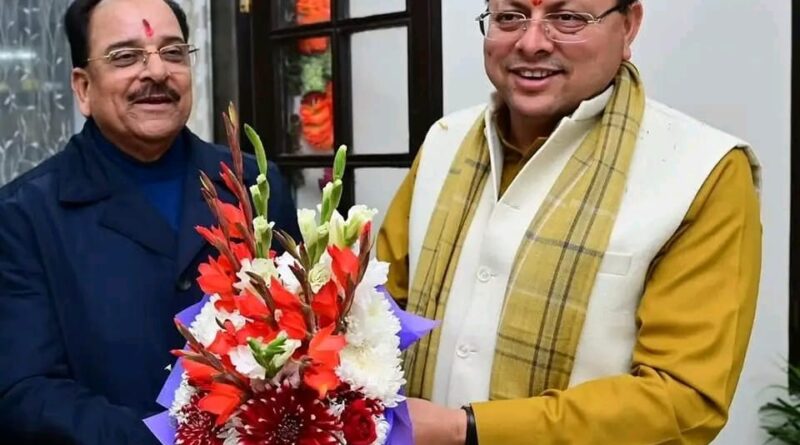 मुख्यमंत्री धामी ने नई दिल्ली में पूर्व केंद्रीय राज्य मंत्री अजय भट्ट से की भेंट